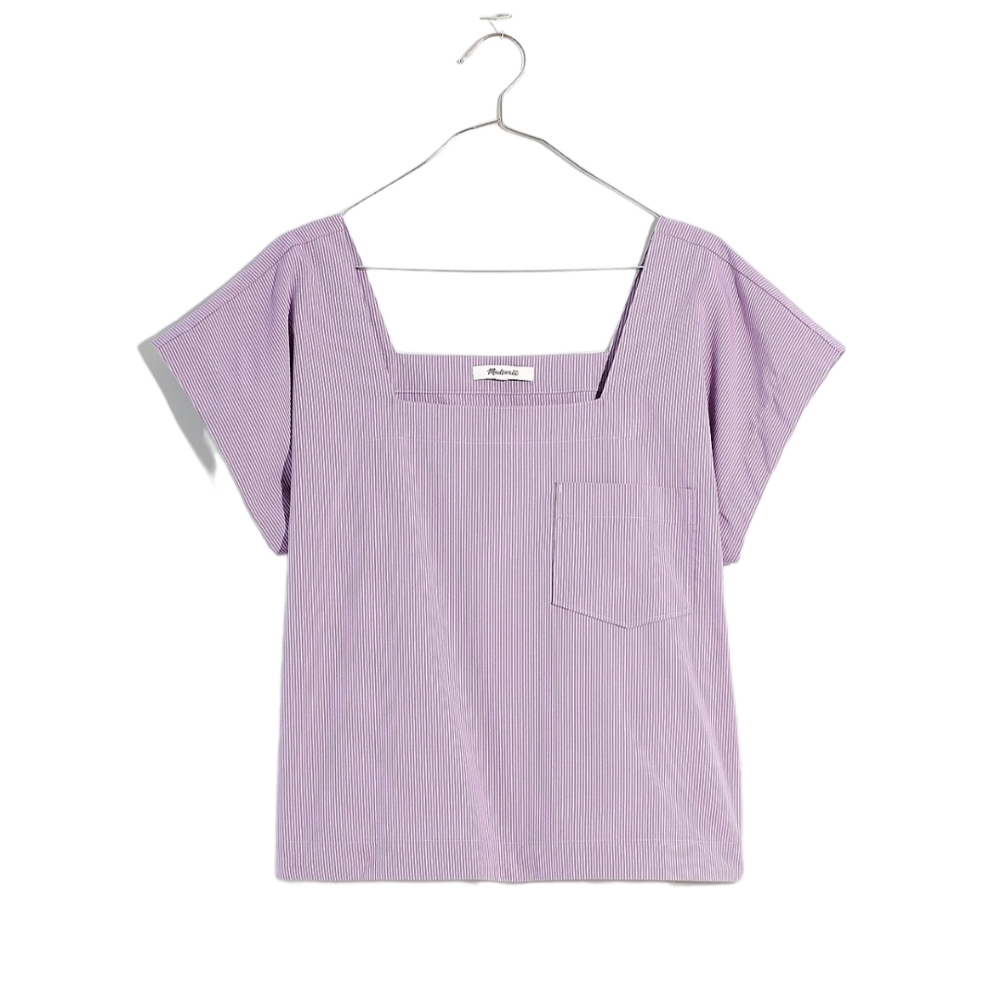 MADEWELL Square-Neck Top in Pinstripe top
